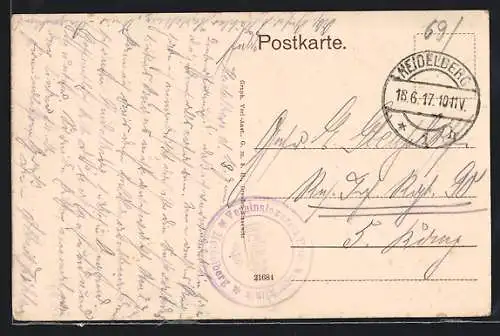 AK Lazarettstempel Heidelberg, Vereinslazarett Ubiv. Augenklinik