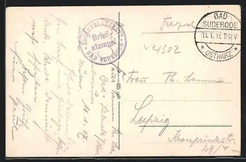 AK Lazarettstempel Bad Suderode, Reserve-Lazarett, Briefstempel