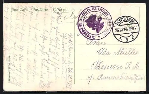 Präge-AK Lazarettstempel Potsdam, Kgl. Preuss. Lazarett