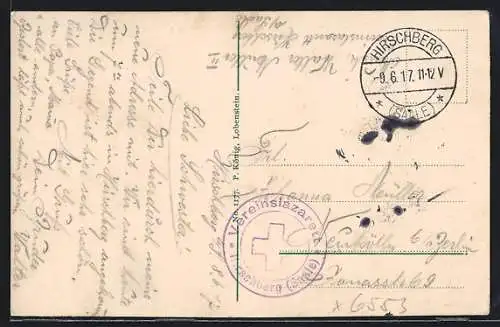 AK Lazarettstempel Hirschberg / Saale, Vereinslazarett