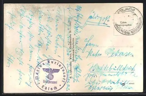 AK Lazarettstempel Edlach, Marine-Kurlazarett, Briefstempel mit