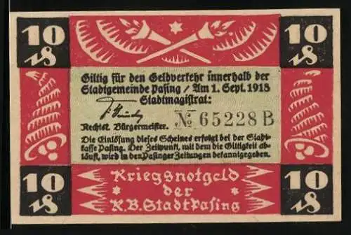 Notgeld Pasing 1918, 10 Pfennig, Wappen