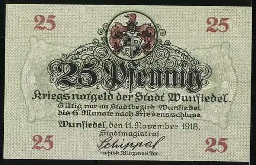 Notgeld Wunsiedel 1918, 25 Pfennig, Ortspartie mit Kirche