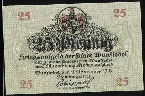 Notgeld Wunsiedel 1918, 25 Pfennig, Ortspartie mit Turm