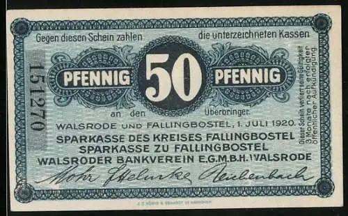 Notgeld Fallingbostel 1920, 50 Pfennig, Schafherde auf einem Bauernhof