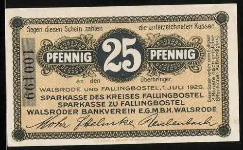 Notgeld Fallingbostel 1920, 25 Pfennig, Landschaftsansicht