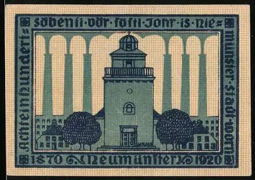 Notgeld Neumünster 1920, 50 Pfennig, Aussichtsturm