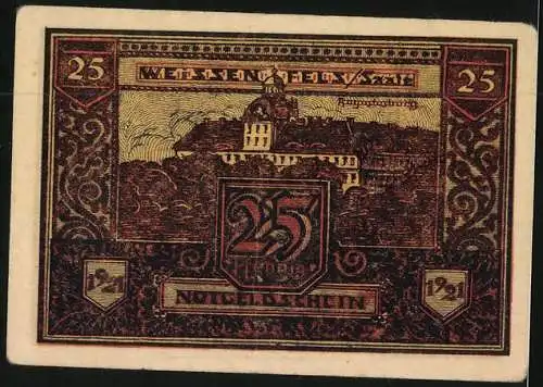 Notgeld Weissenfels /Saale 1921, 25 Pfennig, Wappen, Augustusburg