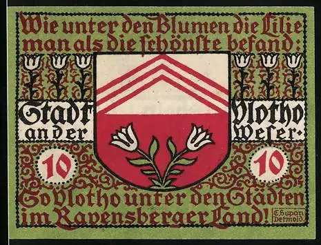 Notgeld Vlotho /Weser 1921, 10 Pfennig, Wappen