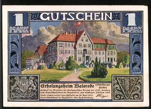 Notgeld Walsrode 1922, 1 Mark, Erholungsheim und Heidemuseum