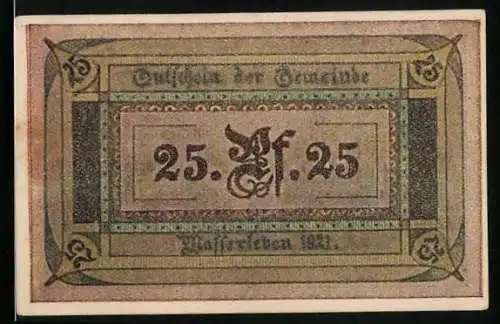 Notgeld Wasserleben 1921, 25 Pfennig, Spinnstuben und Tanz