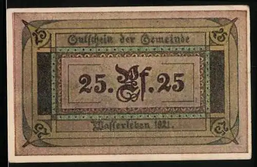 Notgeld Wasserleben 1921, 25 Pfennig, Spinnstuben und Tanz