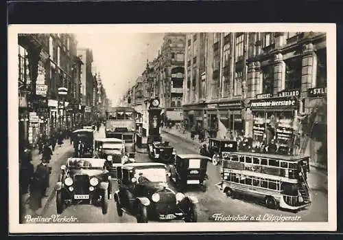 AK Berlin, Berliner Verkehr-Friedrichstrasse a. d. Leipzigerstrasse