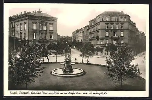 AK Kassel, Friedrich-Wilhelm-Platz mit Blick in die Kurfürsten- und Schomburgstrasse
