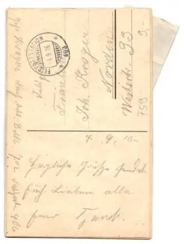 Leporello-AK Cirey, Soldat mit Ansichten im Marschgepäck, Strassenpartie mit Kirche