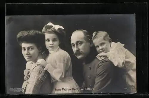 AK Prinz Max von Baden in Uniform mit Familie