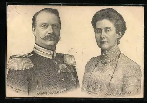 AK Max von Baden mit seiner Gemahlin Marie-Luise von Hannover-Cumberland