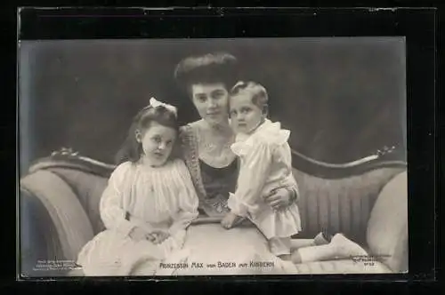 AK Prinzessin Max von Baden mit Kindern