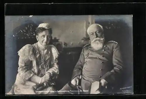 AK Grossherzog Friedrich von Baden in Uniform mit Grossherzogin Luise