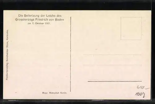 AK Karlsruhe, Beisetzung des Grossherzogs Friedrich von Baden 1907