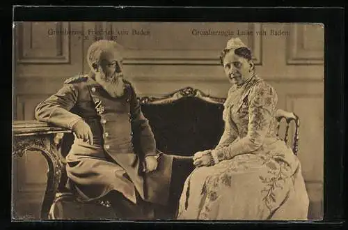 AK Grossherzogin Luise und Grossherzog Friedrich von Baden, Gest. 1907