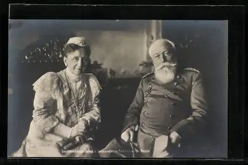 AK Grossherzog Friedrich von Baden in Uniform mit Grossherzogin Luise