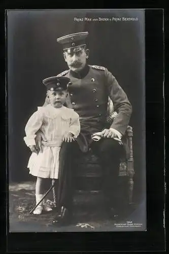 AK Prinz Max von Baden in Uniform mit Prinz Berthold