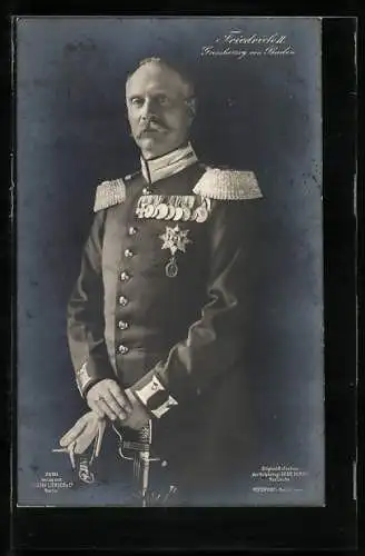 AK Grossherzog Friedrich II. von Baden in ordengeschmückter Uniform