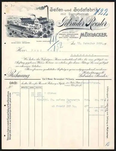 Rechnung Mühlacker 1908, Gebrüder Roesler, Seifen- und Sodafabrik, Das Fabrikgelände mit Lagerplatz