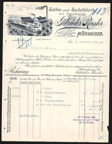 Rechnung Mühlacker 1908, Gebrüder Roesler, Seifen- und Sodafabrik, Das Betriebsgelände mit Lagerplatz