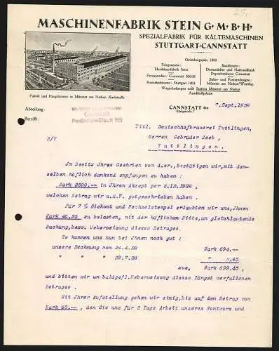 Rechnung Cannstatt 1928, Maschinenfabrik Stein GmbH, Die Fabrikanlage aus der Vogelschau