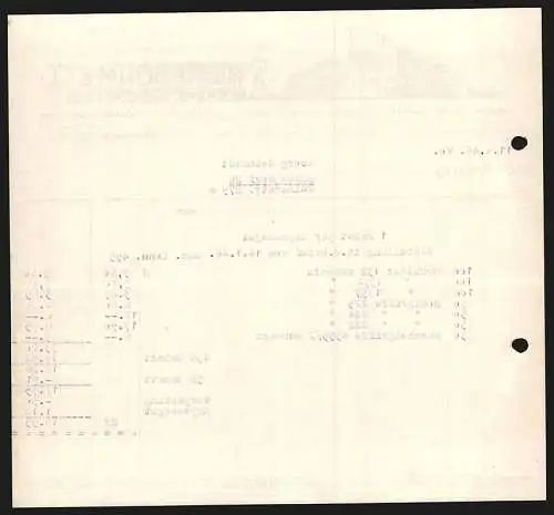 Rechnung Lüdenscheid 1946, Nottebohm & Co., Metallwaren-Fabrik, Modellansicht des Fabrikgebäudes, Fabrikmarke