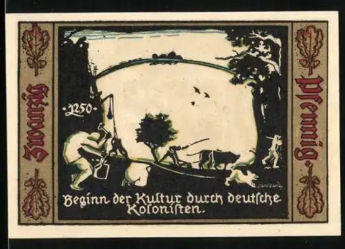 Notgeld Fürstenwalde /Spree 1921, 20 Pfennig, Wappen, Beginn der Kultur durch deutsche Kolonisten