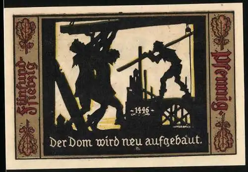 Notgeld Fürstenwalde /Spree 1921, 75 Pfennig, Wappen, Der Dom wird neu aufgebaut