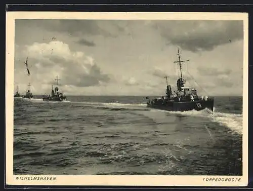 AK Wilhelmshaven, Torpedoboot KD der Kriegsmarine in Kiellinie