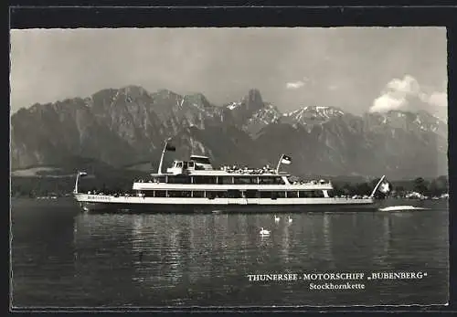 AK Motorschiff Bubenberg auf dem Thunersee mit Stockhornkette