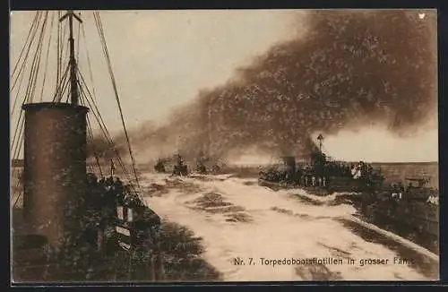 AK Torpedobootsflotillen in grosser Fahrt