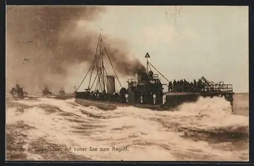 AK Torpedoboot auf hoher See zum Angriff