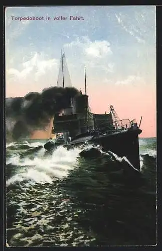 AK Torpedoboot in voller Fahrt