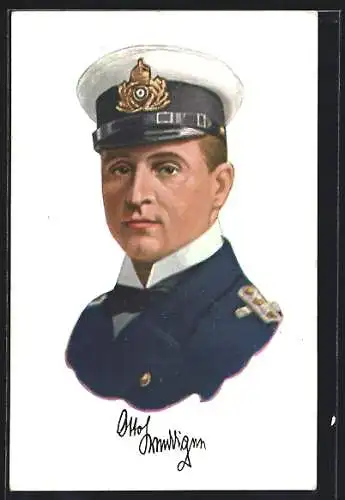 Künstler-AK Portrait Otto von Weddigen, Kommandant U-Boot U9