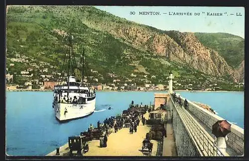 AK Menton, L`Arrivée du Kaiser