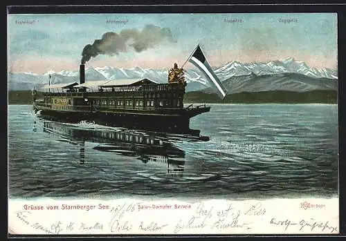 AK Salon-Dampfer Bavaria auf dem Starnberger See