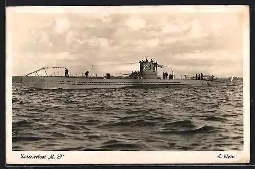 AK Unterseeboot U 29 in voller Fahrt