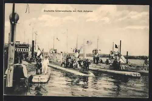 AK Deutsche Unterseeboote mit Hulk Acheren
