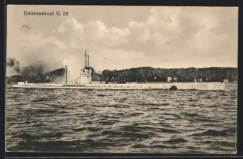 AK U-Boot U 10 auf dem Wasser