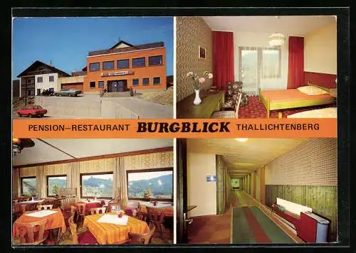 AK Thallichtenberg, Pension-Restaurant Burgblick S. Rosser, mit Kegelbahn