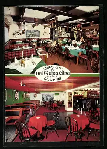 AK Mainz, Restaurant bei Mama Gina, Rheinstrasse 3 5 /10, Innenansichten