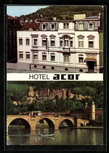 AK Heidelberg, Hotel Acor, Neckarpartie mit Brücke