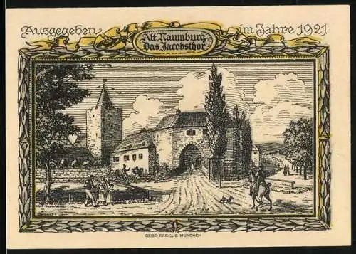 Notgeld Alt-Naumburg 1921, 75 Pfennig, Das Jacobstor, Wappen