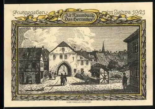 Notgeld Alt-Naumburg 1921, 25 Pfennig, Das Herrntor, Wappen